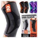 DR. BRACE ELITE Knee Brace with Size Stabilizer (2 Pack) Knee Brace for Women and Men, Workout, Sports, Daily Knee Compression Sleeve for Maximum Knee Pain Support and Fast Recovery (Pluto, Small) - R