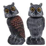 Hausse 2 Pack Fake Owl Decoys to Scare Birds Away, Rotating Head Plastic Owl Bird Deterrents, 10.6 Inch Height Bird Scarecrow Nature Enemy Horned Pest Repellent for Outdoor Garden Yard - Retail: $23