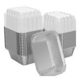 iHomeSet 100 Pack 1 lb Rectangular Disposable Aluminum Foil Pan 16 oz Take Out Food Containers with Clear Plastic Dome Lids, for Catering, Baking, Roasting Food - Retail: $20