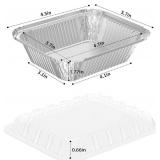 iHomeSet 100 Pack 1 lb Rectangular Disposable Aluminum Foil Pan 16 oz Take Out Food Containers with Clear Plastic Dome Lids, for Catering, Baking, Roasting Food - Retail: $20