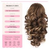 Clip on Ponytails for Women - 12 Inch Curly Ponytail Extension, Wavy Pony Tails Hair Extensions, Synthetic Hair Extensions Ponytail, Clip in Ponytail (Color: Chestnut Brown With Golden Highlights) - R