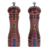 2 Pack Pakka Wood Salt and Pepper Grinder Set, Wooden Salt and Pepper Mill Set, Salt and Pepper Shaker Birthday Gifts, 7 Inch for Kitchen - Retail: $30