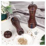 2 Pack Pakka Wood Salt and Pepper Grinder Set, Wooden Salt and Pepper Mill Set, Salt and Pepper Shaker Birthday Gifts, 7 Inch for Kitchen - Retail: $30