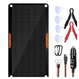 OYMSAE 10W 12V Solar Panel Car Battery Charger Portable Waterproof Power Trickle Battery Charger and Maintainer for Car Boat Automotive RV with Cigarette Lighter Plug and Alligator Clip - Retail: $26