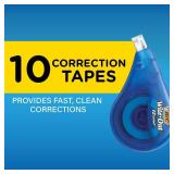 BIC Wite-Out EZ Correct Tear-Resistant Correction Tape with 39.3 ft of Tape, 10-Count Pack in White - Retail: $10