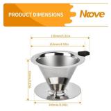NKOVE Pour Over Coffee Dripper Stainless Steel Reusable Filter Paperless Cone Coffee Maker Dripper for 1-2 Cup - Retail: $10