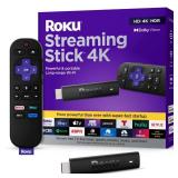 Roku Streaming Stick 4K - HDR and Dolby Vision Roku Streaming Device for TV with Voice Remote and Long-Range Wi-Fi - Free and Live TV - Retail: $50