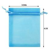 Tojwi 50pcs Organza Bags 3.54ftftx4.33ftft(9x11cm) Satin Drawstring Organza Pouch Wedding Party Favor Gift Bag Jewelry Watch Bags-Aqua Blue - Retail: $6