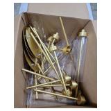 Vincidern 4pcs Gold Candelabra 3 Arm Taper Candle Holders with Acrylic Shades, Decorative Metal Candlestick Holders for Wedding Table Centerpiece, Halloween,Christmas, Party, Events Decor