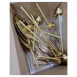 Vincidern 4pcs Gold Candelabra 3 Arm Taper Candle Holders with Acrylic Shades, Decorative Metal Candlestick Holders for Wedding Table Centerpiece, Halloween,Christmas, Party, Events Decor