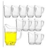 Tessco for you 12 Pcs Plastic Pitchers 60 Ounce Clear Restaurant Pitcher Jug Large Water Jug Carafe Serve Milk Tea Juice Drink for Parties Container Dispenser Beer Jar(Classic)