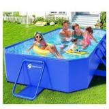 Foldable Large Non-Inflatable Portable Folding Swimming Pool for Kids and Adult, Collapsible Pools for Backyard, Hard Plastic Shell, Oversized Thickened, Dark Blue, 22.6\"x6.7\"x22.4\"