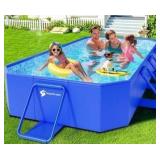 Foldable Large Non-Inflatable Portable Folding Swimming Pool for Kids and Adult, Collapsible Pools for Backyard, Hard Plastic Shell, Oversized Thickened, Dark Blue, 22.6\"x6.7\"x22.4\"