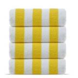 Beach Towel | 100% Cotton Cabana Stripe Beach Towels| Quick Dry, Lightweight Pack of 28 Large Bath Towel for Beach, Pool, Bathroom, SPA,Gym,Yoga and Beach Blanket|Yellow
