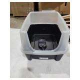 IRIS USA Large Open Top Cat Litter Box with High Sides, Scatter Shield & Scoop, Black