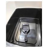 IRIS USA Large Open Top Cat Litter Box with High Sides, Scatter Shield & Scoop, Black