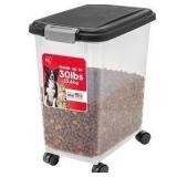IRIS USA Airtight Pet Food Storage Container with Wheels, Black,