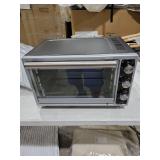 Amazon Basics 6-Slice 23-QT Toaster Oven with Built-In Air Fryer, 7-In-1 Cooking Options, 60-Min Timer & Adjustable Temperature (200 - 450f), With Accessories, 1500W, Stainless Steel, Silver/Gray