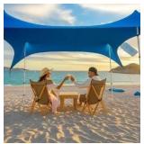 Beach Canopy Tent Sun Shade 8.5x9 FT  UPF50+ Portable 4-Post Beach Tent Canopy with Easy Setup & Carry Bag  Outdoor Sun Shelter for Camping, Backyard, Picnic & Travel