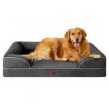 EHEYCIGA Orthopedic Dog Beds for Extra Large Dogs, Waterproof Memory Foam XL Pet Bed with Sides, Non-Slip Bottom and Egg-Crate Foam Big Dog Couch Bed with Washable Removable Cover, Dark Grey