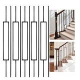 10 Pcs Wrought Iron Balusters 44 Inches Iron Balusters for Staircase Hollow Stair Spindles 1/2\" Balusters for Staircase Interior Satin Black Metal Deck Balusters