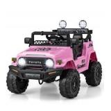 Costzon Ride on Car, 12V 7Ah Licensed Toyota FJ Cruiser Electric Car w/Remote Control, Shock Suspension, LED Lights & Music, Kids Car to Drive for Toddlers Aged 37-96 Months Old (Pink)