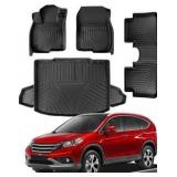 Liner Master® Car Floor Mats for Honda CRV: 2017 2018 2019 2020 2021 2022 (Not for Hybrid or Touring) All Weather TPE Carpet Custom Fit Vehicle Accessories with Front Rear Cargo Liners 4PCS Set Black