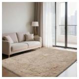 Fluffy Rug Shaggy Area Rug, Beige 4x6 Area Rugs 119x96\"