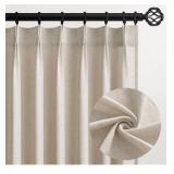 Topfinel Pinch Pleated Curtains 90 Inches Long 2 Panels Set,Oatmeal Semi Sheer Blend Fabric Farmhouse Cozy Rustic Western Home Decor Curtain Drapes for Living Room Bedroom,40x90 inch Length,Apricot