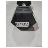 Amazon Basics Rubber Hex Dumbbell Hand Weight, 20 Pounds, Single, Black