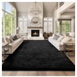 Area Rugs 9x12 Living Room, Large Black Bedroom Carpet, Big Shag Indoor Thick Soft