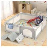 LUTIKIANG  Baby Playpen with Upgrade Mat, Portable Play Yard for Babies and Toddlers