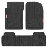 Motor Trend FlexTough Advanced Black Rubber Car Floor Mats Heavy Duty Trim to Fit All Weather Floor Mats for Cars Truck SUV - Automotive Car Interior Floor Liner Protection - Universal Fit