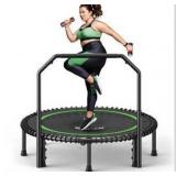 BCAN 40\"/48\" Mini Rebounder Trampoline for Adults with Bar, 450/550LBS Fitness Trampoline with Bungees, Adjustable Handle, Stable & Quiet, Indoor Outdoor, Whole-Body Workout & Relaxation at Home