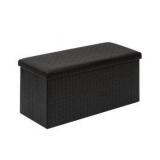 PINPLUS Faux Leather Storage Ottoman Footrest Multi-Purpose Cube Ottoman for Living Room, Bedroom Blanket Chest & Compact Seat with Stylish Hidden Storage Black 30\"x15\"x15\"