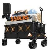 Collapsible Wagon Cart with Wheels - Foldable Wagons300L Heavy Duty-550lbs,