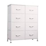 WLIVE Fabric Dresser for Bedroom, Tall Dresser with 8 Drawers, Storage Tower with Fabric Bins, Double Dresser, Chest of Drawers for Closet, Playroom, Dormitory, White