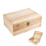 Unfinished Wood Box with Hinged Lid 1 Pack - 10.6\" x 7.6\" x 4.3\" Smooth Unpainted Wooden Storage Box for Crafts, Jewelry, DIY Painting, Gift Packaging - Lightweight & Warp-Resistant