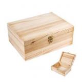 Unfinished Wood Box with Hinged Lid 1 Pack - 10.6\" x 7.6\" x 4.3\" Smooth Unpainted Wooden Storage Box for Crafts, Jewelry, DIY Painting, Gift Packaging - Lightweight & Warp-Resistant
