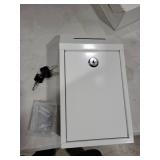 Metal Donation Box with Lock Ballot Box Drop Box with Lock Suggestion Box with Slot and Locks Metal Locks Boxs Comment Box Voting Box Key Drop Box for Home Office(White,10.24 x 5.71 x 2.95 Inch)