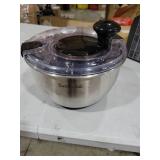 Stainless Steel Salad Spinner, 4.2 Qt Vegetable Washer, BPA-Free Lettuce Dryer with Crank Design, Dishwasher Safe, Non-Slip Base - Transparent Lid