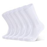 CLOSEMATE Mens Athletic Cushioned Crew Socks 6 Pairs Cotton Comfy and Moisture-Wicking for Running Training Sports Large