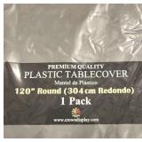 Exquisite Premium Round Plastic Tablecover - 120 inch pack of 3