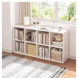 8 Cube Organizer Bookcase - Fabric Storage Bins Container, Open Shelf Simple Compartments Bookshelf, oak