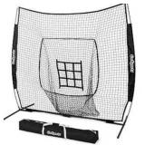GoSports 7 ft x 7 ft Baseball & Softball Nets - Red, Black, or PRO -Practice Hitting & Pitching Net with Bow Type Frame, Carry Bag and Strike Zone, Great for All Skill Levels