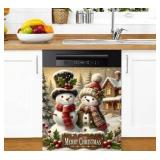 Christmas Dishwasher Magnet Cover Magnetic Sticker Decorative Refrigerator Wash Machine Magnet Cover Door Panels Home Cabinet Appliances Stickers