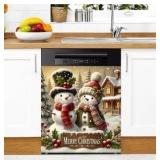 Christmas Dishwasher Magnet Cover Magnetic Sticker Decorative Refrigerator Wash Machine Magnet Cover Door Panels Home Cabinet Appliances Stickers