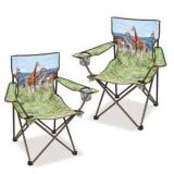 *** Rhino *** 2 Pcs Animal Pattern Camping Chair,Folding Backpacking Lightweight Beach Chair w/Cup Holder,Mesh Side Pocket