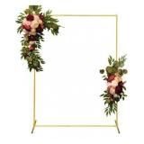 Metal Wedding Arch Backdrop Stand 6.6x5 FT Gold Square Balloon Arch Frame for Wedding, Birthday Party, Baby Shower Ceremony Decoration