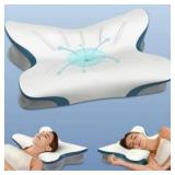 Cervical Pillow for Neck Pain Relief - Ergonomic Neck Pillow for Sleeping Contour Memory Foam Pillows with Cooling Pillowcase